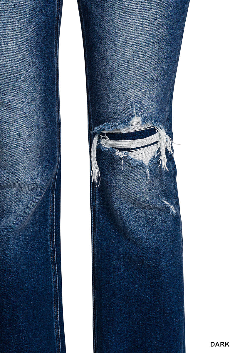 Feeling Empowered Denim Distressed Boot Cut Jeans Jordan Marie